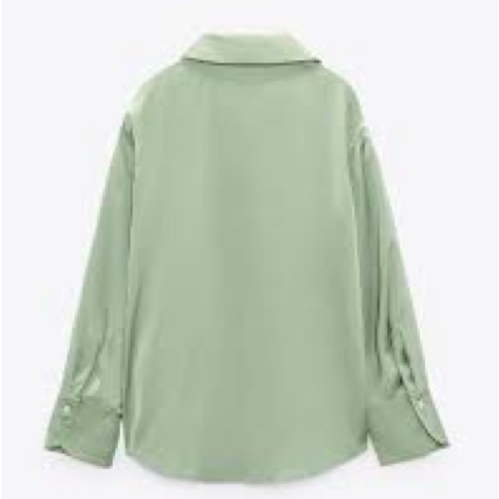 NWT. Zara Green Satin Effect Blouse. Size S. - Picture 5 of 9